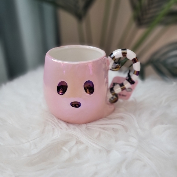 👻 NWT Happy Hauntings Irredescent Pink Ghost Halloween Mug! 👻 - Picture 1 of 6